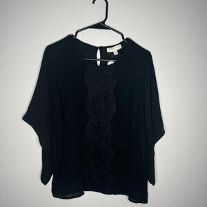 The Atelier black lace detail blouse